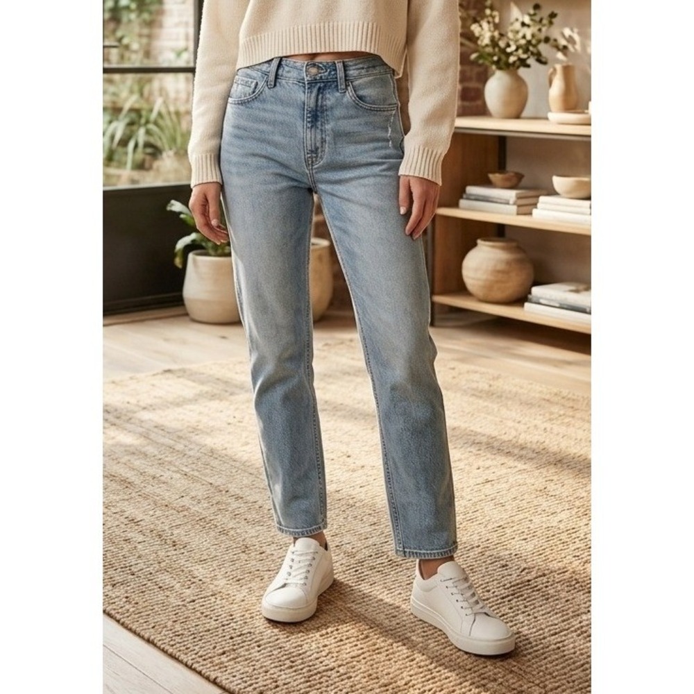 Abercrombie & Fitch The Mom High Rise Denim Jeans Women's 25/0R Blue Distressed